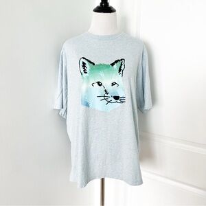 MAISON KITSUNE Light Blue Cat Face T-Shirt